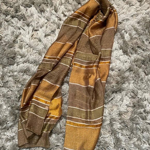 FENDI - Silk Brown Scarf - Picture 1 of 6